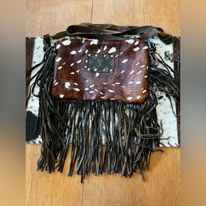 Louis Vuitton Logo, Cowhide and Fringe Cross Body Pirse